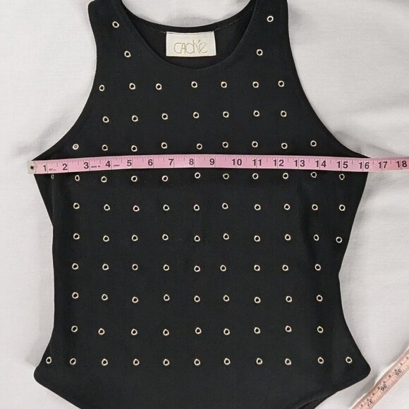 VTG Cache Black Silver Grommet Bodysuit Whimsygoth - Picture 5 of 7